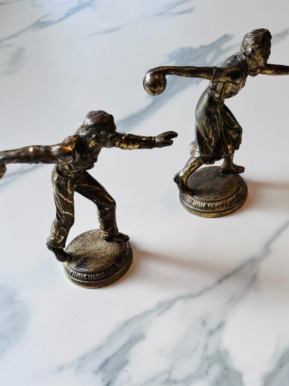 Vintage Mid-century (or earlier) Male / Female Bowling Trophy Set - Picture 8 of 12